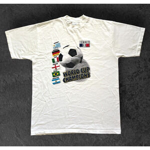 FIFA France 1998 World Cup Champions Soccer White T-Shirt Size XL Rare Vintage